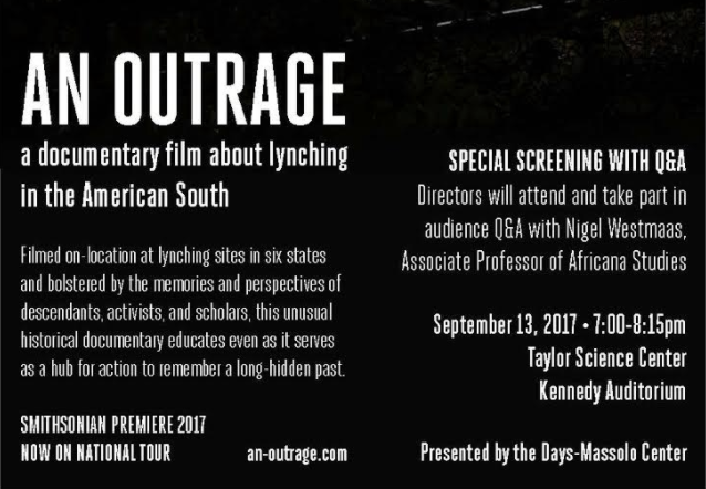 Screening of &#8216;An Outrage&#8217; in Kennedy Auditorium