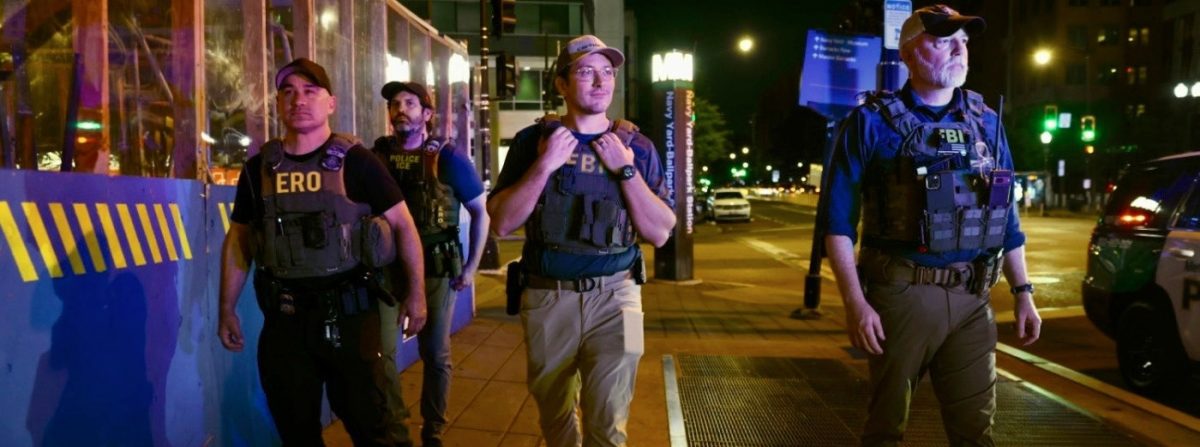 Law enforcement officials, like the National Guard, patrol the streets of D.C. in August. Photo Courtesy of Tyrone Turner/WAMU for NPR